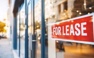 Commercial building with a For Lease sign